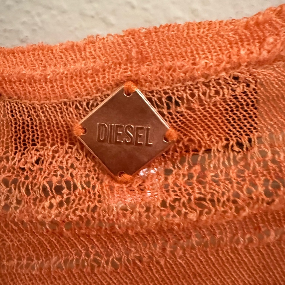Diesel Sheer Orange Lightweight Knit Sweater Size XS - Picture 5 of 7